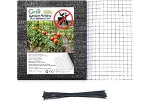 COZII Siatka ogrodowa, siatka chroniąca przed ptakami, chroni drzewa owocowe przed ptakami, 4 x 10 m, wielokrotnego użytku, odporna na warunki atmosferyczne i promieniowanie UV, wytrzymała siatka ogrodowa do ogrodu lub stawu, z 50 opaskami kablowymi (4 x 10 m)