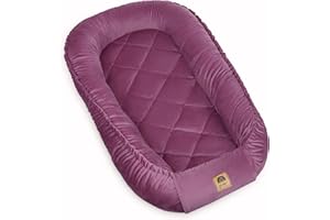 PIMKO Nid douillet multifonctionnel, 2 faces, pour bébé, anti-allergique, cocon, 60 x 90 cm, en peluche douce, vert coucher de soleil