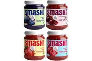 CHIA SMASH Smash Foods Jam | Variety 4 Pack | Low-Calorie, No Sugar Added Keto Jam with Upcycled Fruit & Chia Seeds | Vegan, Paleo Superfood Fruit Spread | Strawberry, Blueberry, Raspberry, Cherry Pomegranate