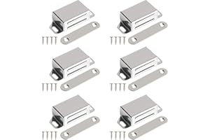 HOLEMZ Iman Puerta Fuerte 6 Pcs Tarea Pesada Cierre Magnetico Inox para Muebles de hogar, Armario, Alacena, Cajón, Plateado