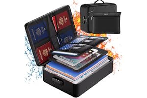 ENGPOW Fireproof Document Box Document Bag File Storage Box Money Organizer 36x27x10cm Multi-Layer Storage Box with Lock for Certificates,Laptop,Bank Cards,Passport,Contract,Bill,Archives and Valuables