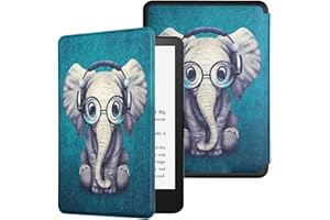 MOKASE Étui Compatible avec Kindle Paperwhite 6,8" (11e Génération 2021), Coque en Cuir Synthétique avec Intelligent Réveil/Veille pour 6.8" Kindle Paperwhite et Signature Édition, Elephant