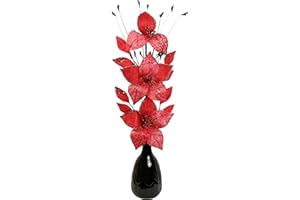 Flourish Raumdekoration Vase mit künstlichen Blumen - Schwarz und Rot - Perfekt für Wohnkultur, Wohnzimmer, Schlafzimmer oder Badezimmer. Exklusiv bei Amazon. Ca. 65cm.
