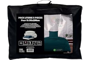 SOLEIL D'OCRE Soleil d’Ocre Boheme Set di parure da letto, con piumino, da 5 pezzi, per letti da 90 x 190 cm, di colore verde petrolio