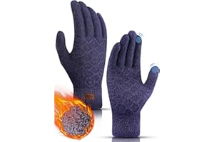 YESWEL Gants Hiver Homme, Gants Tactiles Thermiques, Gants Chauds en Tricot Doublure Polaire, Gants de Sport pour Vélo, Course, Randonnée, Ski.
