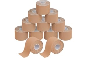 ‎BB SPORT BB Sport 12 rolek taśmy kinezjologicznej 5 m x 5,0 cm kolory do wyboru E-book broszura z informacją jak stosować elastyczne plastry zestaw 12 sztuk set taśma plastry tejpy, Kolor: beżowy