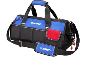 WORKPRO Werkzeugtasche Elektriker Wasserdichte Werkzeugtasche Profi, weite Öffnung & große Kapazität 45CM/18" aus 600D Polyester, Schultergurt verstellbar, Multifunktion für Heimwerker Handwerker