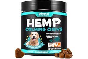 HUALIJIA Calming Treats For Dogs, 150 Count Hemp Calming Chews for Dogs - Reduce Stress Relief, Separation, Barking, Fireworks, Thunderstorms - 100% Natural Ingredients Dogs Calming Treats (Chicken)
