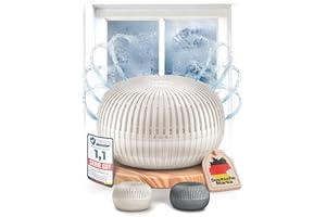 PUREVA Flow Luftentfeuchter ohne Strom bis 25m² [NEUESTE FORMEL] Raumentfeuchter ohne Strom mit 450g Entfeuchter Granulat - Raumluftentfeuchter - Feuchtigkeitsabsorber für ein angenehmes Wohnklima