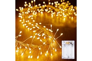 BRIGHTOWN Fairy Lights Battery Operated, Twinkle String Lights Waterproof Silver Wire 5 Feet 60 Led Firecracker Starry Lights for DIY Wreath Home Wedding Party Bedroom Mason Jar Holiday Christmas, Warm White