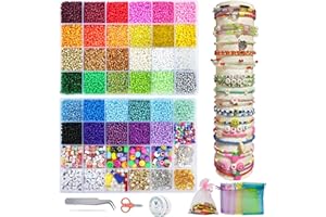 YZZAOO 18000 Pezzi 3mm Perline per Braccialetti, Perline per Bigiotteria Fai Da Te, Kit Braccialetti Fai Da Te Bambina con Lettere e Sorriso Perline per Realizzare Braccialetti e Gioielli