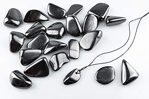 SN NATURSTEIN UG - Piedras Shungit pulidas 500g 2-4 cm + Colgante | Gema y piedra curativa originaria de Carelia