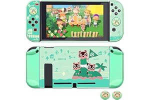 FANPL Custodia agganciabile per Nintendo Switch, custodia protettiva per Nintendo Switch e controller Joy Con con 2 impugnature per il pollice dal design marshall - (per Animal Crossing)