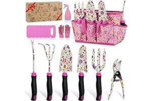 Housolution Ensemble d'Outils de Jardinage, 10 PCS, Outils à Main de Jardinage, Fournitures de Jardinage Floral Robustes avec Poignée en Caoutchouc Antidérapante, Pour Femmes, Fête des Mères