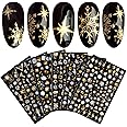 JMEOWIO Nagelsticker Weihnachten, 8 Blätter Nagelaufkleber Selbstklebend Nagel Sticker Schneeflocke Rentier Nail Art Decals D