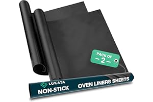 Revestimientos de horno resistentes y grandes Lukata (paquete de 2): revestimientos de teflón para la base de hornos de gas y con ventilador
