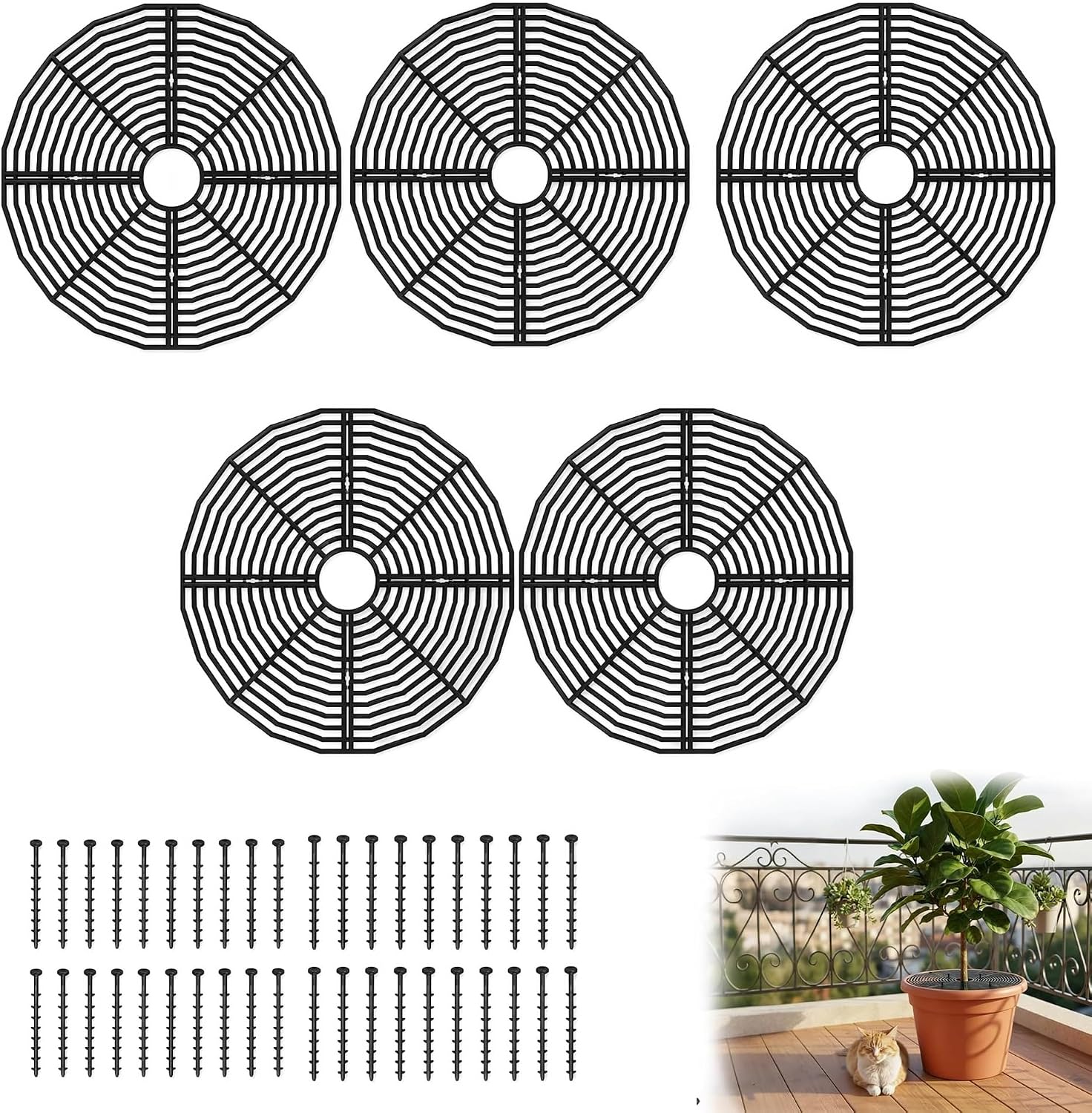 Verfügbarkeit & Angebote auf Amazon : 5 Stück Blumentopfgitter 30cm runder Kunststo