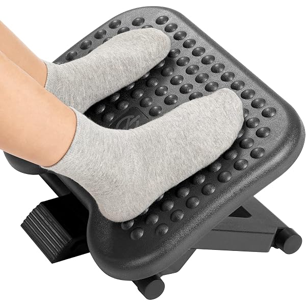 Repose-Pieds De Bureau Réglable 4 Hauteurs - Avec Massage, Pliable, Antidérapant, Pour Bureau/Maison/Voyage