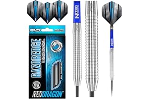 ‎RED DRAGON RED DRAGON Razor Edge Original - 85% Tungsten Darts (Steel Dartpfeile) mit Flights, Schäfte, Brieftasche & RED DRAGON checkout card
