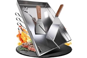 WILDGÅRD® Grillplatte - Plancha Grill Platte aus dickem & rostfreiem Edelstahl – 40 x 30 cm – für BBQ Gasgrill & Kohlegrill geeignet +PLUS: 2x Grillspachtel & 5x Spieße
