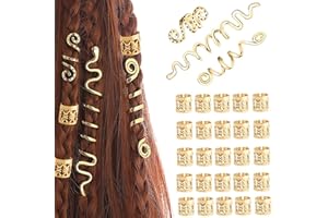 TULAMORIY 28pcs Dreadlock Perline Clip a Spirale,Capelli Treccia, Accessori Decorazione,Per Uomini e Donne(Oro)