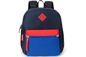 HawLander Little Kids Backpack, Toddler School Bag for Boys Aged 3 4 5 6 7 Years, with Chest Strap, Navy Blue