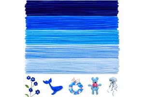 BULANGDE 250 Pfeifenputzer Blau zum Basteln Bunte 30cm Lang 8mm Dick,Pfeifenreiniger Blumen Pipe Cleaner Set für DIY-Deko,Festdekoration,Spielen/Lernen,Kinder Handwerk (5 Farbverlauf Blau)