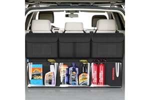 SMOF Organisateur Coffre Voiture-Super Capacité Rangement Coffre de Voiture pour SUV Voiture Voyage Suspendre Sac Rangement de 6 Grandes Poches Organisateur de Coffre de Voiture(Poche Transparente108×60cm)