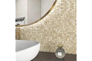 BeNice Samoprzylepne płytki ścienne 3D samoprzylepne płytki łazienkowe, przyklejanie na płytki ścienne naklejki kuchnia odklej i przyklejaj płytki ścienne klej (5 arkuszy, jasne złoto)