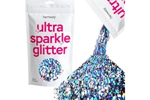 Hemway supplémentaire Chunky Glitter 100 g 3,5 oz Cosmetic Safe Gun Metal Gris Holographic