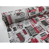 Tejido Loneta Estampada Toile De Jouy - 2.45 Metros Lineales X 2.80 Metros Ancho, 50% Algodón 50% Poliéster, Peso 190 Gr/m2