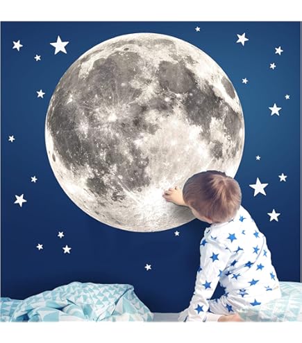 Stickers Muraux éléphant Nuages D'étoiles Grises De Lune Rose