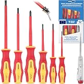 Effektwerk - 7-piece electrician screwdriver set - 4 slotted, 2 Phillips screwdrivers with voltage tester - 1000V insulated a