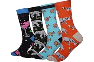 Cansok Men's Novelty Funny Happy Calf Dress Crew Socks