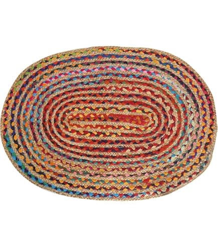 Mishran Eco-vriendelijk groot gevlochten gebied tapijt plat geweven stijl met natuurlijke jute en meerkleurig gerecycled materiaal 120 cm x 180 cm