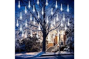 FANSIR Meteor Lights 360 LED Falling Snowfall Lights Meteors Shower Rain Lights 50cm 10 Tubes Cascading Light for Christmas Tree Wedding Party Garden Home Decoration [Energy Class A++] (Cool White)