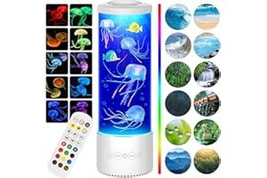 Radikor Lampe Méduse avec 12 Bruit Blanc, Jellyfish Lamp avec 10 Couleurs et Télécommande, Lampe Meduse Lumineuse Aquarium pour Enfants Adultes