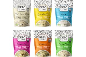 Keto Skinny Organic Konjac Noodles, Pasta & Rice (Mix Pack of 6 x 270g) Fettucine, Spaghetti, Penne, Thai Style, Zero Carb, Low Calorie, High Fibre, Gluten, Fat & Sugar Free, Ready to Eat Keto Food