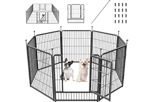 Mr IRONSTONE Dog Pen with Anti-Rust Coating Heavy Duty Puppy Play Pen for Indoors/Outdoor 80cm Height 8 Panels Dog Playpen for Small/Medium/Large dogs Rabbit Cat Duck