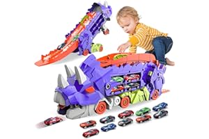 Sternstunde Camion de Transporteur Voiture Enfant avec 10 Petite Voiture, Voiture Jouet Portable Dinosaur Truck, pour Les GarçOns âGéS De 3, 4, 5, 6 Ans Enfants GarçOns Cadeau