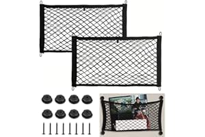 LIANGREN 2 Stück Kleine Frachtnetze Camper Speicher Tasche Mesh Netz Elastische Dehnbare Kofferraum Frachtnetze für SUV Autos RV Camper Boote Automotive (21''x9.8'')