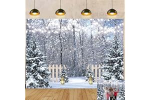 BUTEN Toile de fond pour scène d'hiver, pays des merveilles enneigées, pin, forêt, arrière-plan pour photographie, Noël, Nouvel An, vacances, fête, portrait, studio de cabine (2,4 x 1,8 m, 240 x 180 cm)