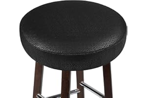 VOSAREA Hockerbezug Rund Schwarz 35cm Hochelastischer Stuhlhussen Waschbar Staubdicht Runde Hocker Bezug Barhockerbezug Schonbezüge für Hocker, 1 Stück