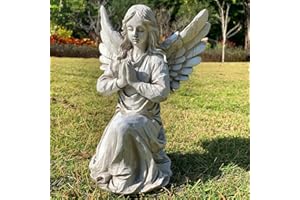 Handsider Statua di Angelo in Preghiera da Giardino, Scultura Religiosa di Fata Impermeabile Figurina Decorativa Arte Decorazione per Patio, Prato, Cortile, Ornamento Regalo Inaugurazione Casa Angeli