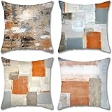 Confezione da 4 Fodere per Cuscini Opera d'Arte Contemporanea Copricuscini Decorativo 45x45 cm Federe Cuscino Quadrato per Di