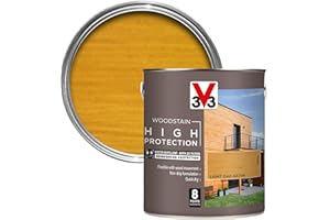 V33 High Protection Woodstain - 8-Year Guarantee - UV Filters - Water-Repellent - Quick-Drying - Only 2 Coats - Light Oak 2.5 litres