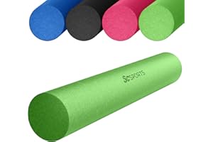 ScSPORTS® Rouleau en Mousse - Long, 90x15 cm, EPS Haute Densité, Hydrofuge, Absorbant les Chocs, Vert - Rouleau de Massage, Foam Roller, Pilates Accessoires, Yoga, Fitness, Sport Maison