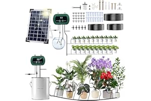 GEYUEYA HOME Arrosage Automatique Solaire pour Jardin, Arrosage Goutte à Goutte Exterieur Arrosage Plante Vacances avec 20M Tuyau Arrosage, Mode 300, Programmateur Arrosage Automatique pour Balcon Jardin Plantes