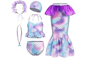 KumSoomliy Girls Swimming Costume Mermaid Swimsuit for Kids Girls Mermaid Swimwear Bathing Suit Surfing Swimming Princess Bikini Set Mermaid Costume Cosplay for Children Beach Holiday Swimwears