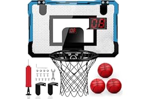 ‎YIMORE YIMORE Basketballkorb Indoor Kinder, Elektronische Anzeigetafel Mini Basketballkorb fürs Zimmer, Indoor Outdoor Basketball Korb mit 3 Bällen und Pumpe, Basketball Geschenke für Kinder ab 3 Jahren